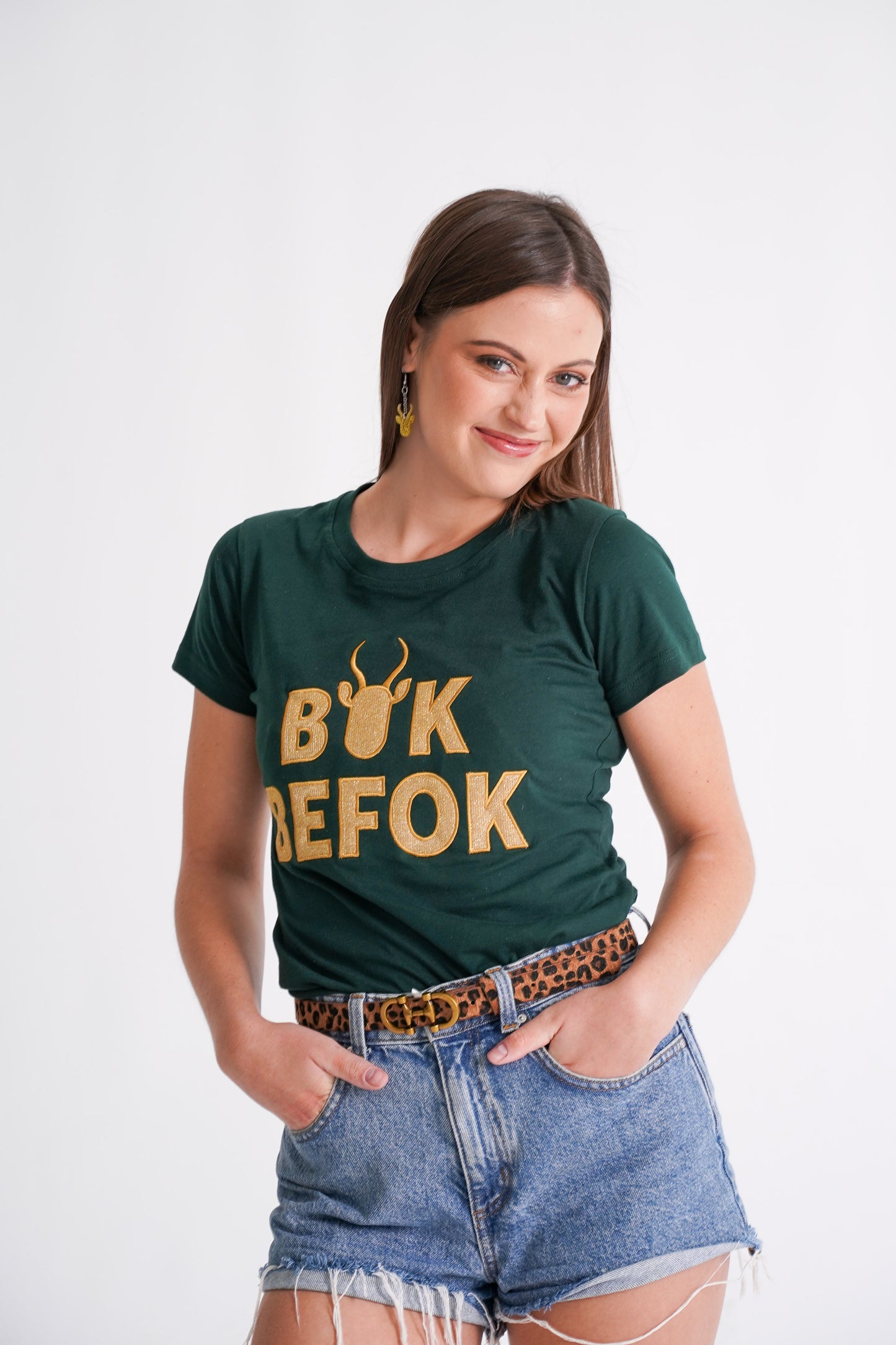 BOK BABE Ladies Bottle Green 'Bok Befok' T-Shirt