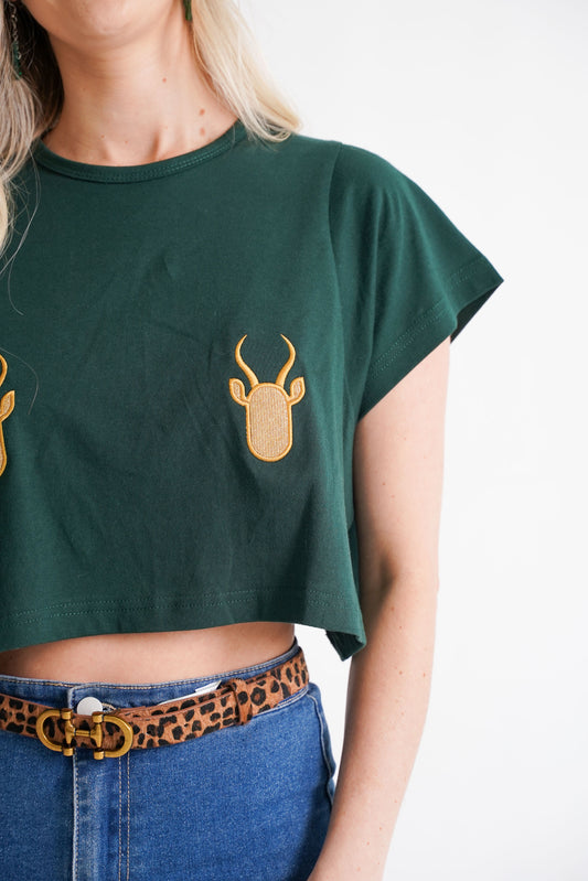 BOK BABE Ladies Bottle Green Crop Top