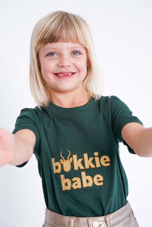 BOK BABE  Kids Bottle Green 'Bokkie Babe' T-Shirt