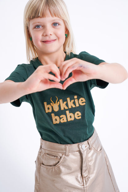 BOK BABE  Kids Bottle Green 'Bokkie Babe' T-Shirt