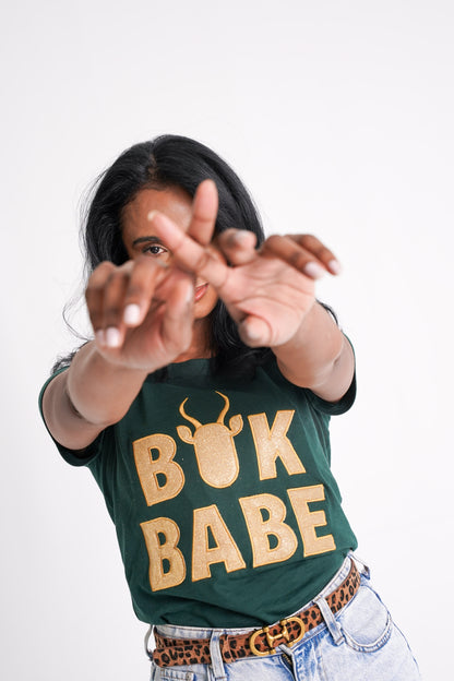 BOK BABE Ladies Bottle Green 'Bok Babe' T-Shirt