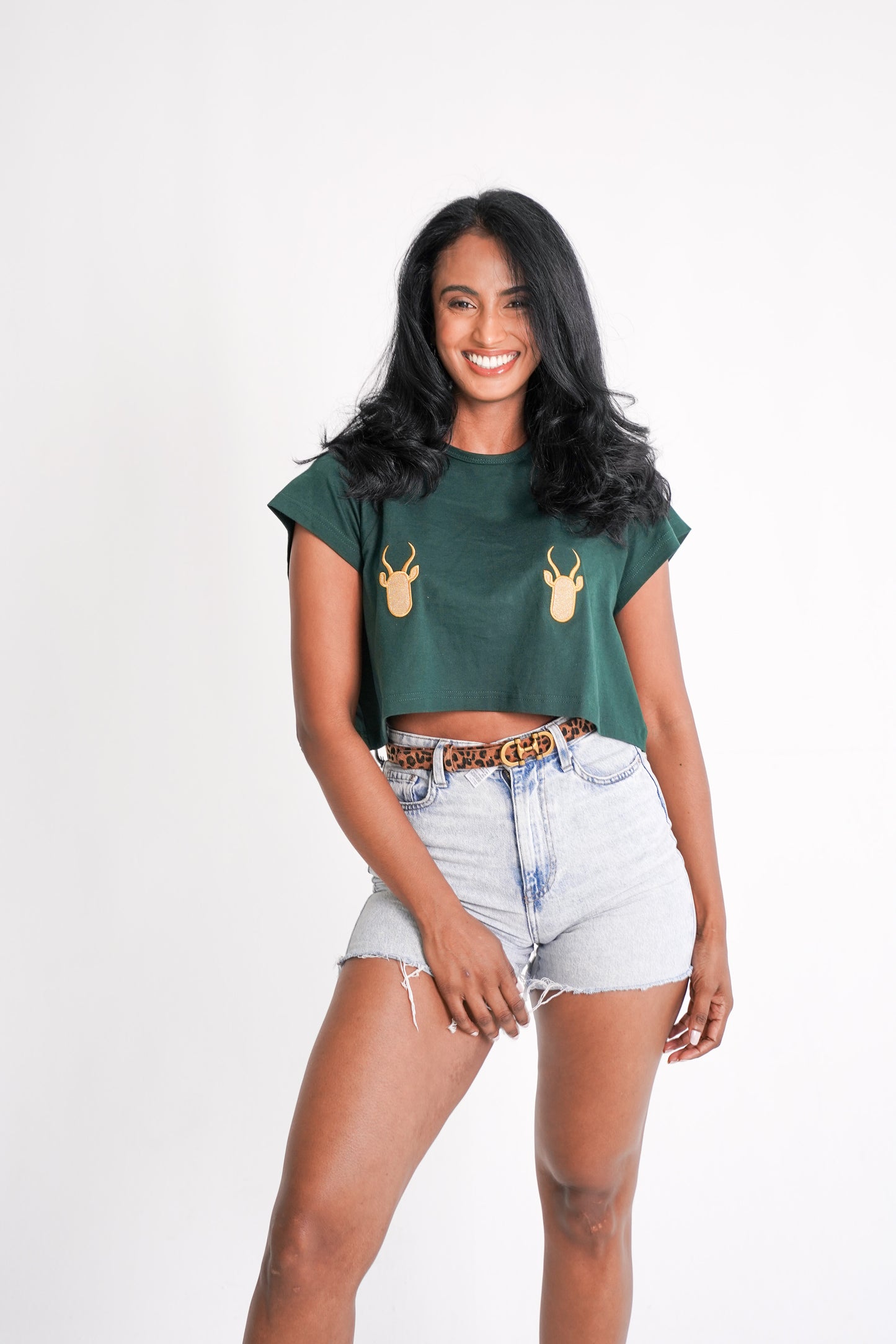 BOK BABE Ladies Bottle Green Crop Top