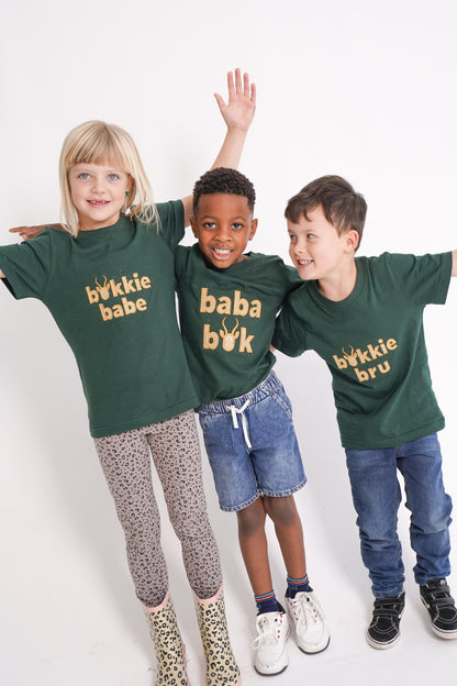 BOK BABE Kids Bottle Green 'Bokkie Bru' T-Shirt
