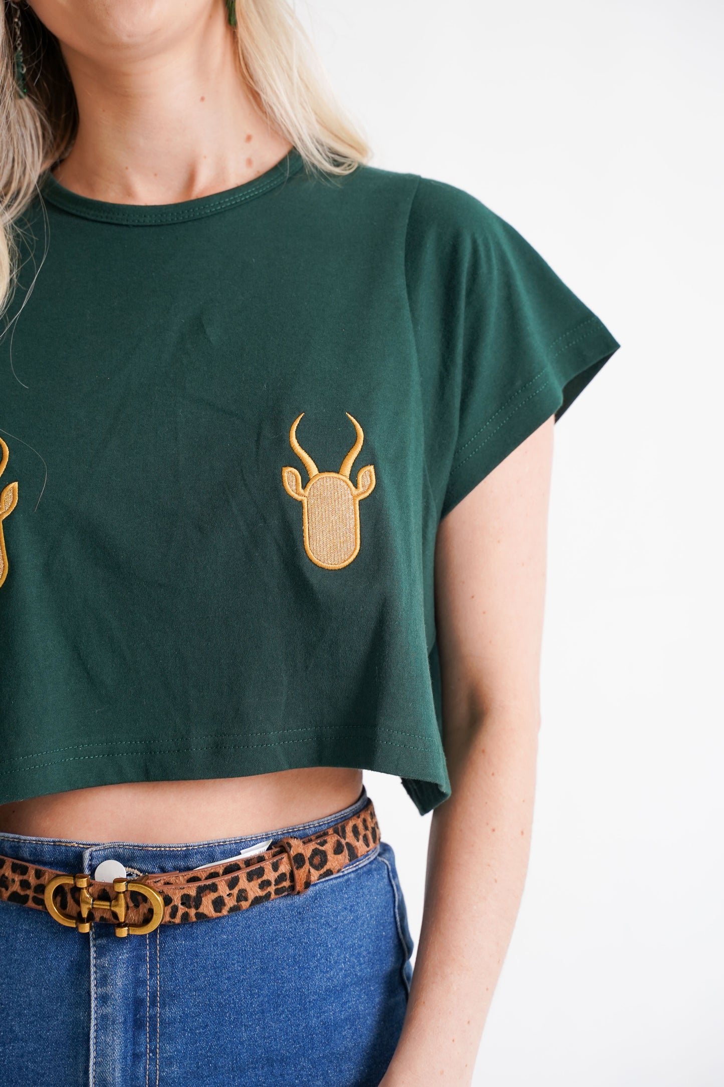 BOK BABE Ladies Bottle Green Crop Top