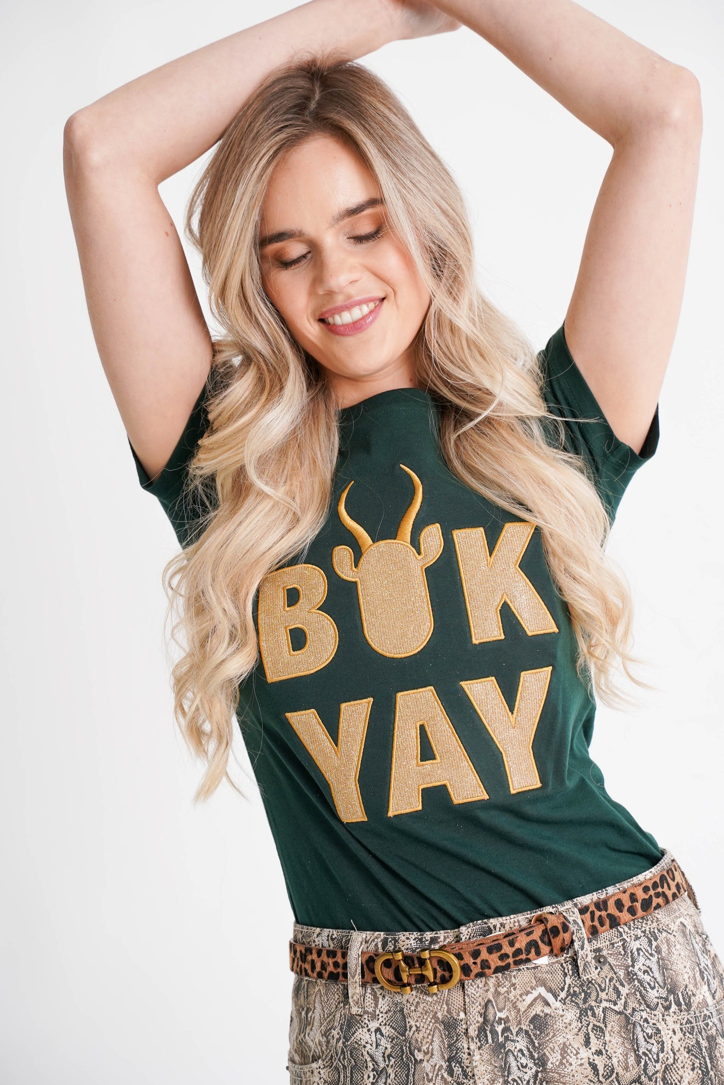BOK BABE Ladies Bottle Green 'Bok YAY' T-Shirt
