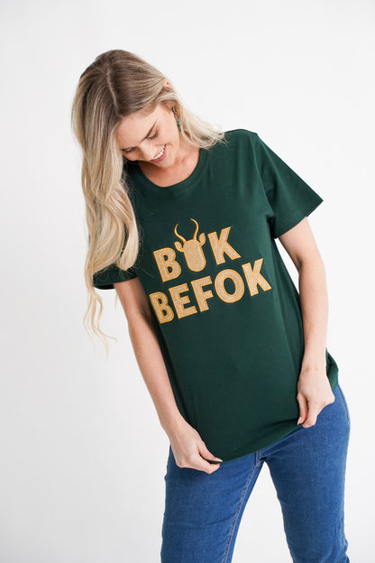 BOK BABE Ladies Bottle Green 'Bok Befok' T-Shirt